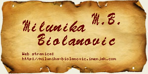 Milunika Biolanović vizit kartica